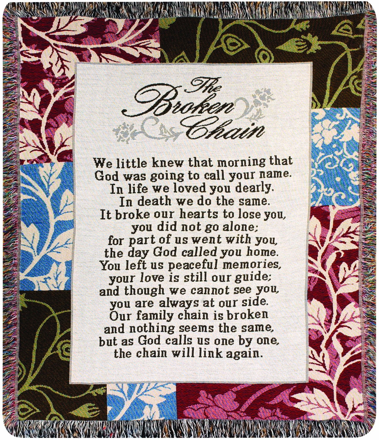 Inspirational Multicolor Cotton Tapestry Throw with Poem