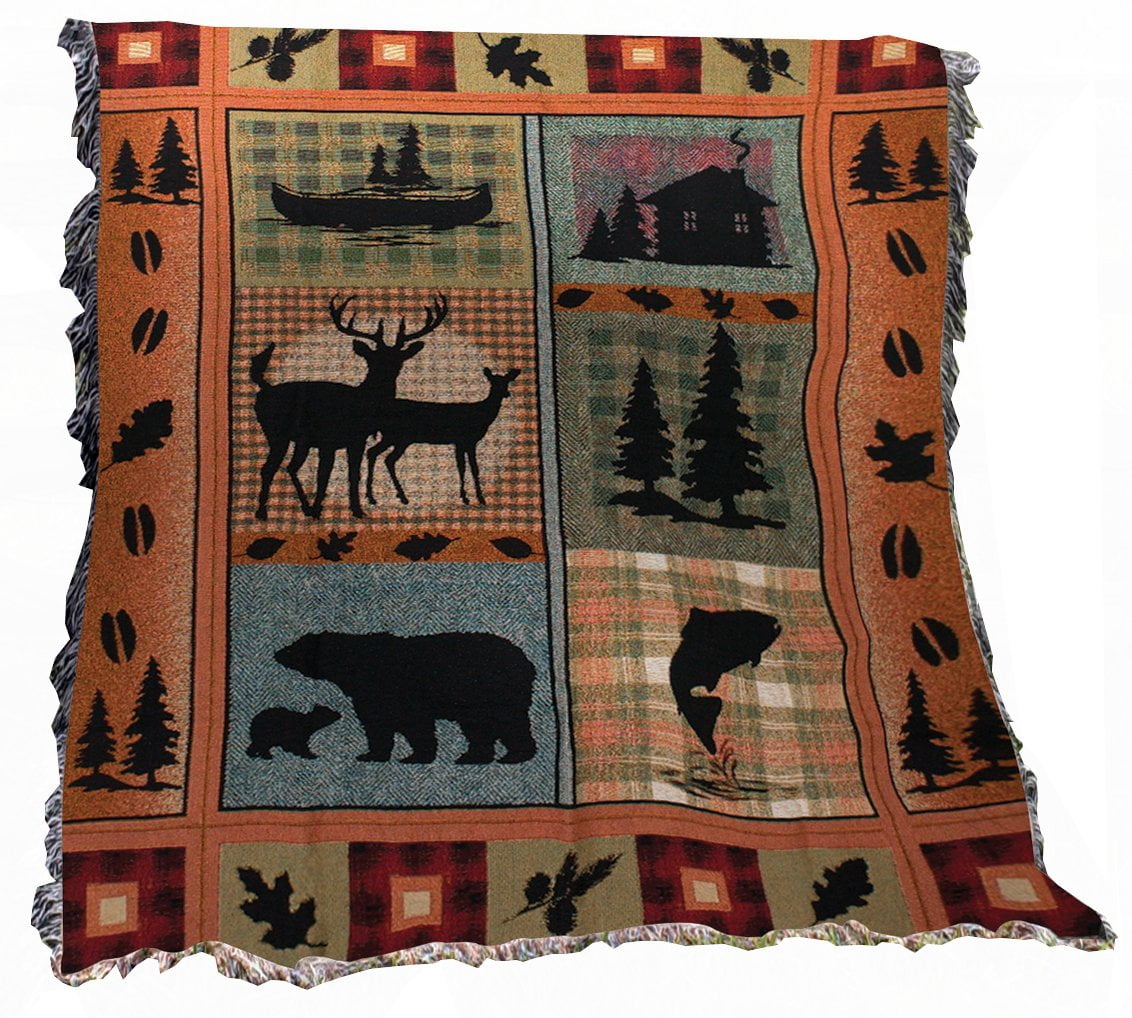 Bear Lodge Cotton Tapestry Throw Blanket 50" x 60"