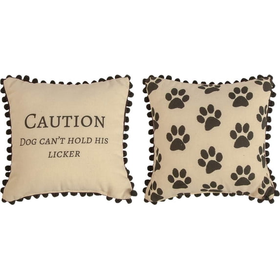 Manual Woodworker Caution Dog Cant Hold His Licker Pillow - Dog Pillow - Outdoor/Indoor Pillow - Decorative Pillow, 12 x 12 Inches
