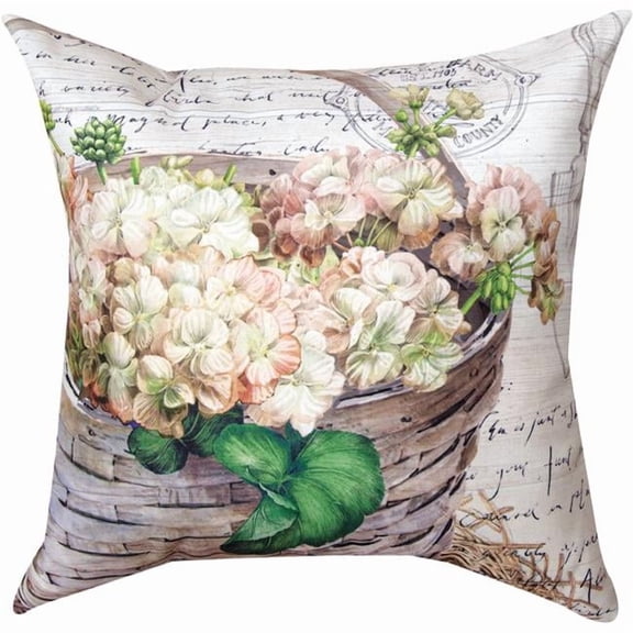 Manual Woodworkers 18 x 18 in. Farmhouse Hydrangeas Outdooor Pillow