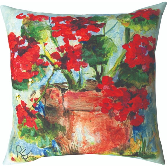 Manual Weavers 18" Square Climaweave Pillow with Geranium Design