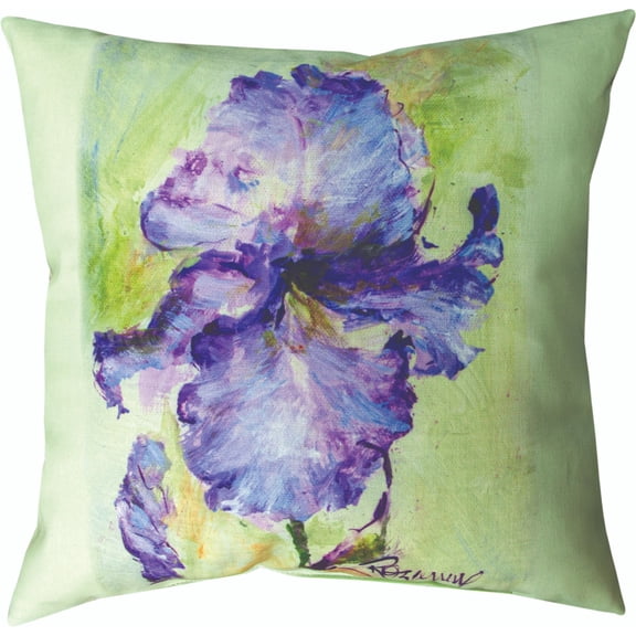 Contemporary Home Living 18" Square Climaweave Pillow with Iris Design