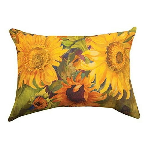 Manual Woodworkers Sunny Faces Sunflower Rectangle 18 x 13 Inch Indoor Outdoor Throw Pillow