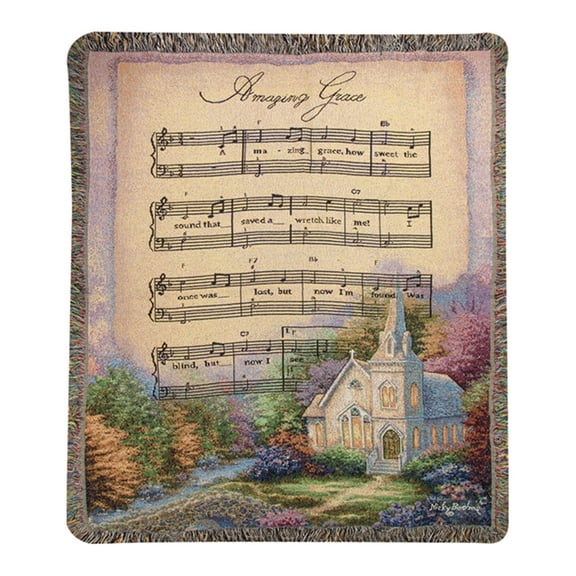 Manual Woodworkers & Weavers 104470 Throw - Church In The Country - Amazing Grace Tapestry - 50 x 60 in.