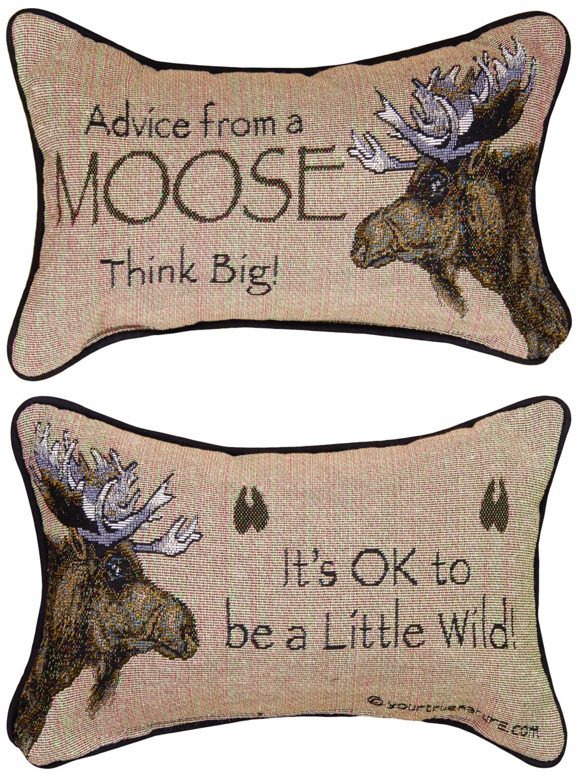Cream and Copper Cotton Blend Moose Lumbar Pillow
