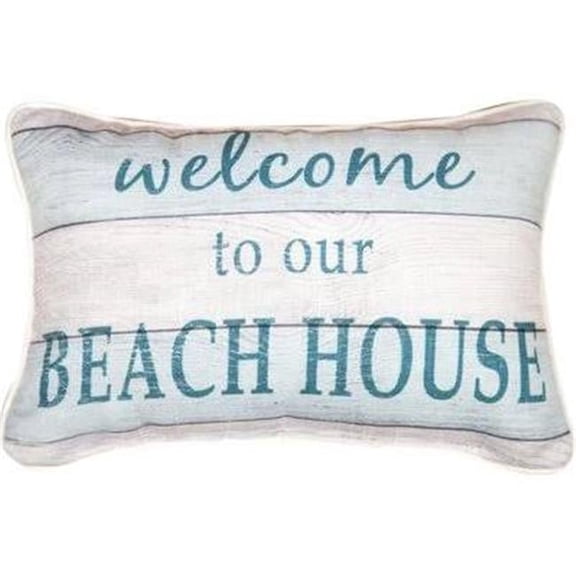Manual Woodworkers & Weavers 12.5 x 8.5 in. Welcome to Our Beach House Word Cotton Lumbar Pillow