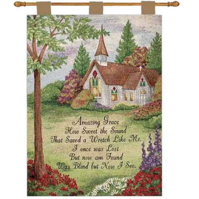Amazing Grace Church Garden Cotton Wall Hanging with Rod