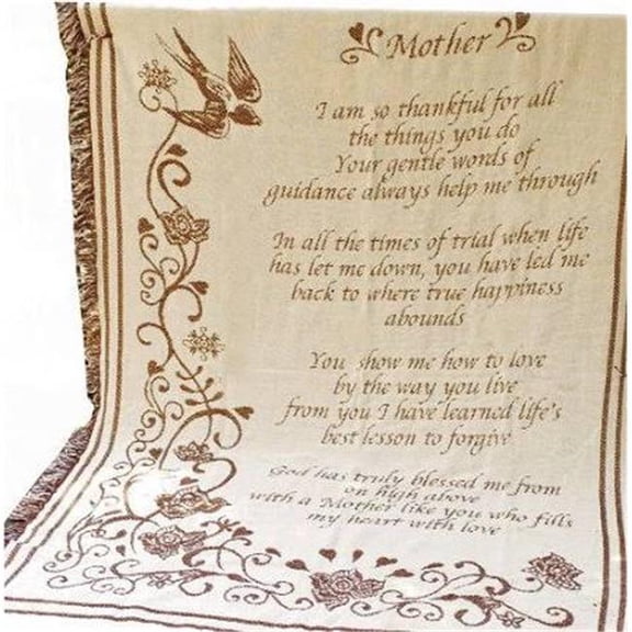 Manual Woodworkers & Weavers  46 x 60 in. Mothers Day Fringed 2.5 Layer So Thankful Throw