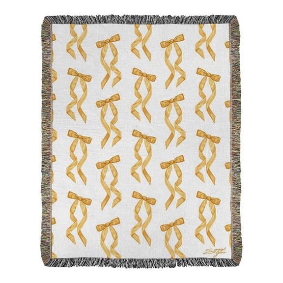 Manual Woodworkers & Weavers ATDOM 50 x 60 in. Dom Perignon Tapestry Throw - Gold & White