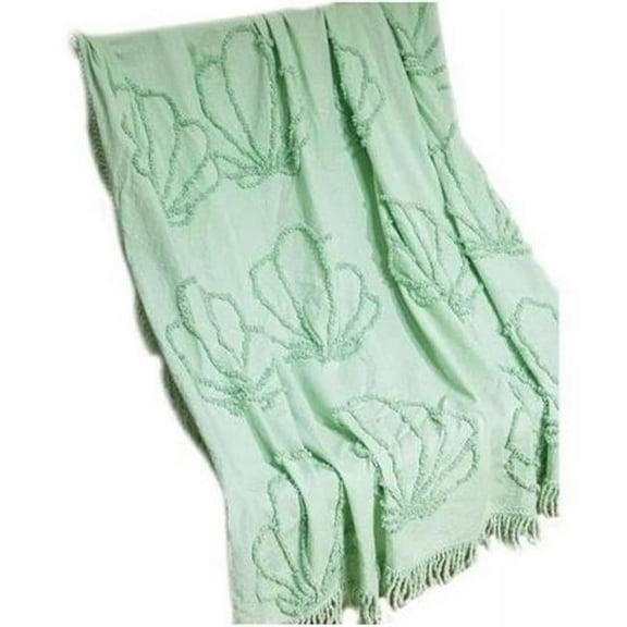 Manual Woodworkers & Weavers 50 x 60 in. Seafoam Seashell Tufted Cotton Throw Blanket