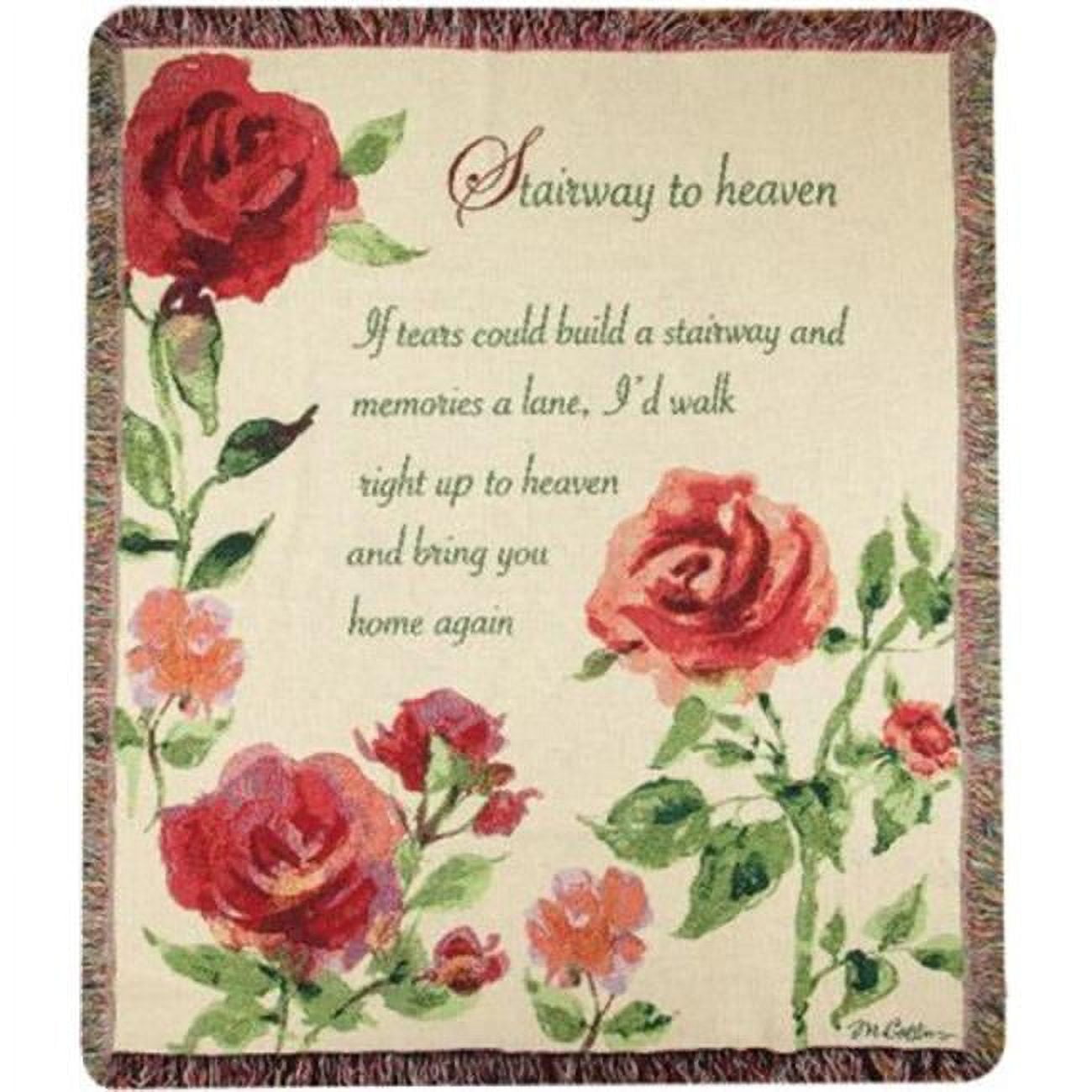 Inspirational Floral Cotton Throw Blanket with Fringe Border