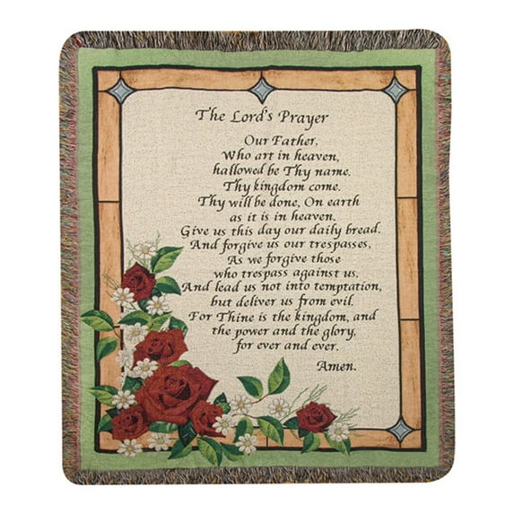 Manual Woodworkers & Weavers 50 x 60 in. The Lords Prayer Stained Glass Tapestry Throw Blanket