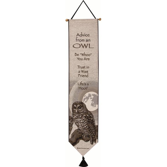 Manual Woodworkers & Weavers Advice from an Owl Bell Pull Wall Hanging
