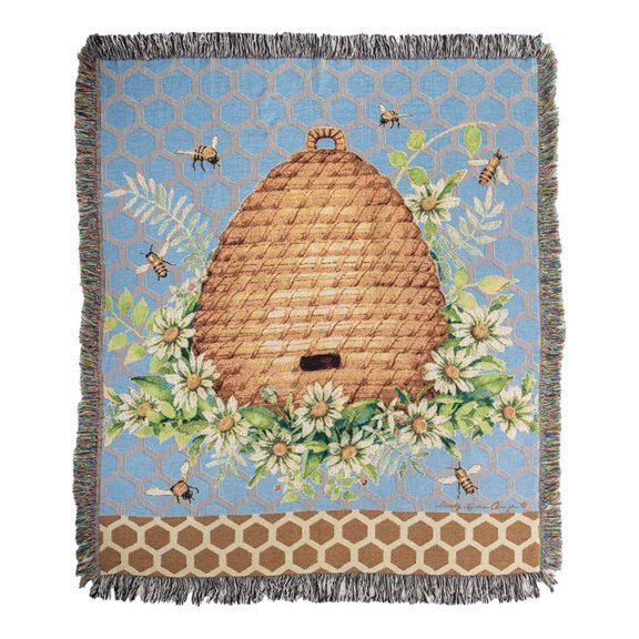 Manual Woodworkers & Weavers Garden Buzz Cotton Throw Blanket, 50 x 60 Inches