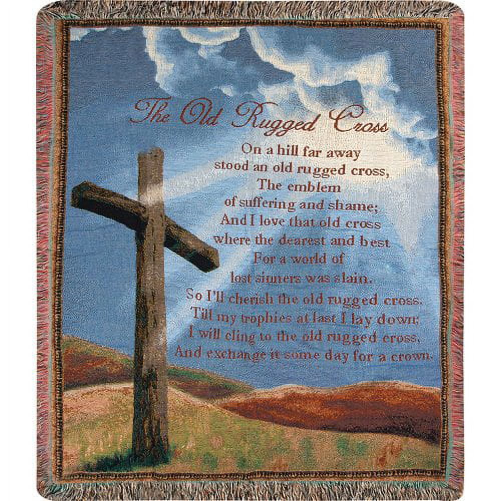 Old Rugged Cross Blue Cotton Reversible Tapestry Throw