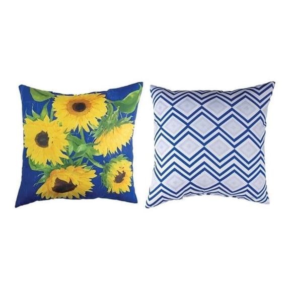 Manual Woodworkers & Weavers SLZSB 18 x 18 in. Zig Zag Sunflowers Climaweave Pillow, Multi Color