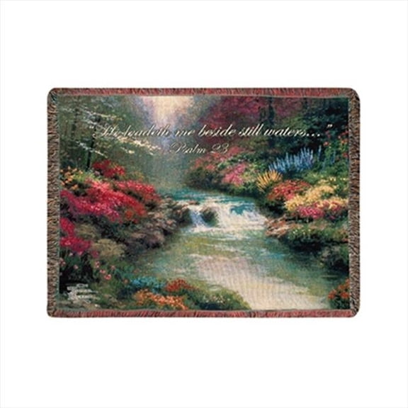 Manual Woodworkers and Weavers ATBSW Beside Still Waters- Thomas Kincade Tapestry Throw Blanket Fashionable Jacquard Woven 60 X 50 in.