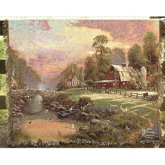 Manual Woodworkers and Weavers ATSRF Sunset At Riverbend Farm Tapestry Throw Blanket Fashionable Jacquard Woven 60 X 50 in.