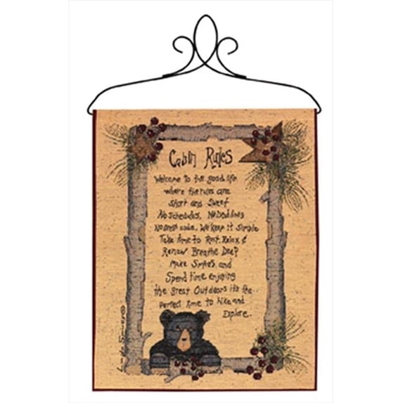 Manual Woodworkers and Weavers Cabin Rules Tapestry Wall Hanging Vertical 13 X 18 in.