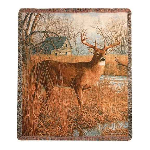 Manual Woodworkers and Weavers His Side Of The River Tapestry Throw Blanket Fashionable Jacquard Woven 50 X 60 in.