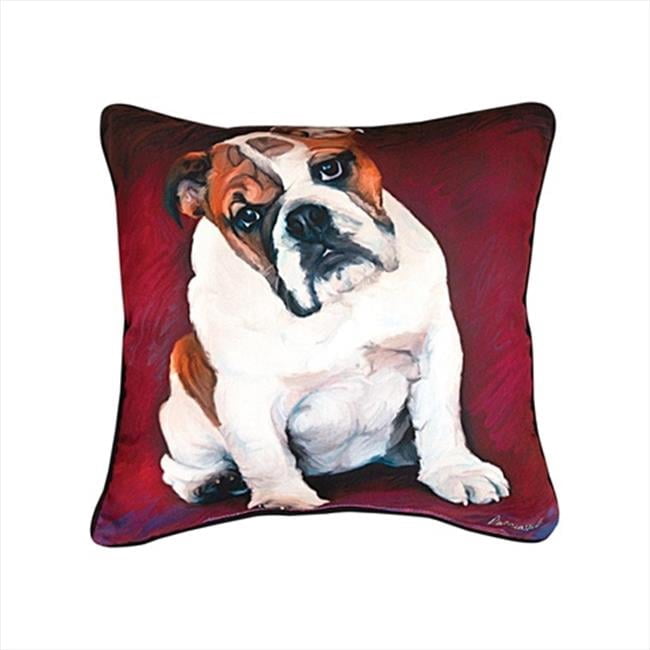 Manual Woodworkers and Weavers Paws And Whiskers Bulldog Baby Printed Pillow 18 X 18 in.