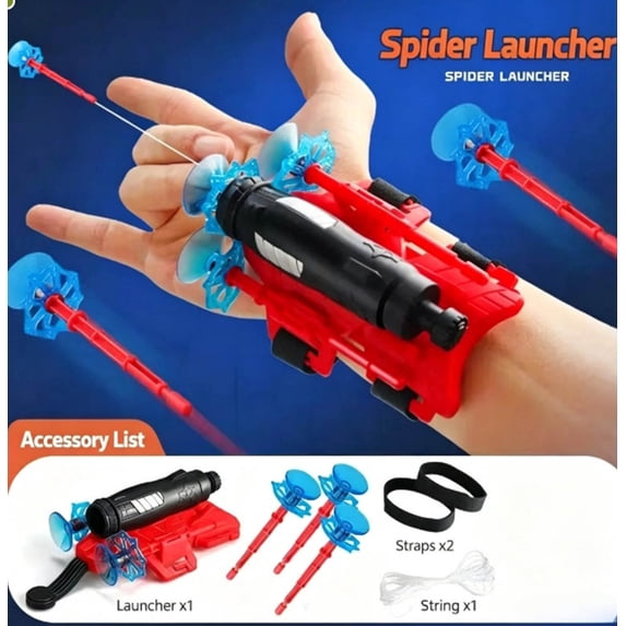 Manual Wrist‑Mounted Role‑Play Launcher, Hand‑Operated Web Shooter with Suction Darts & Nylon String, Themed Costume Play Accessory