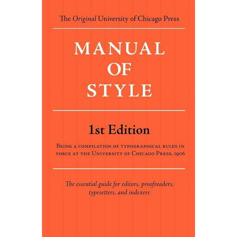 Manual of Style (Chicago 1st Edition) (Paperback) - Walmart.com