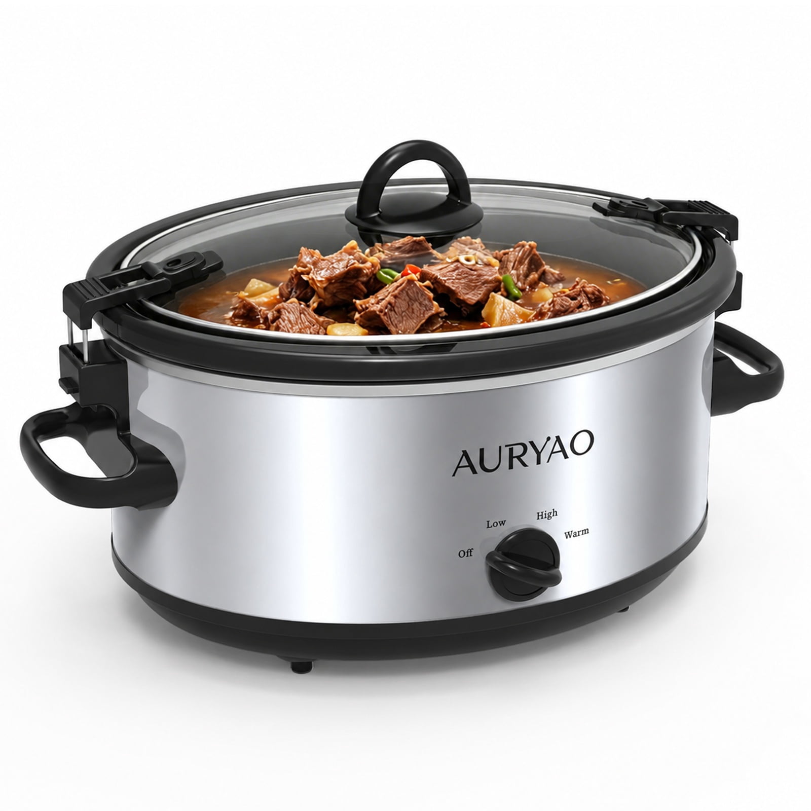 Manual slow cooker with locking lid 6 Quart Oval Portable Stainless ...