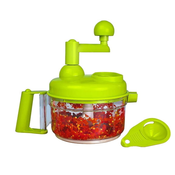 Manual vegetable chopper/food processor, 8-in-1 function - chopping, blending, beating eggs, separating egg yolks, mincing meat, grinding, dicing, with 1200ml clear container, BPA-free.