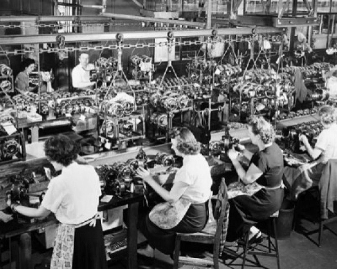 Manual workers working in a factory Canvas Art - (24 x 36)