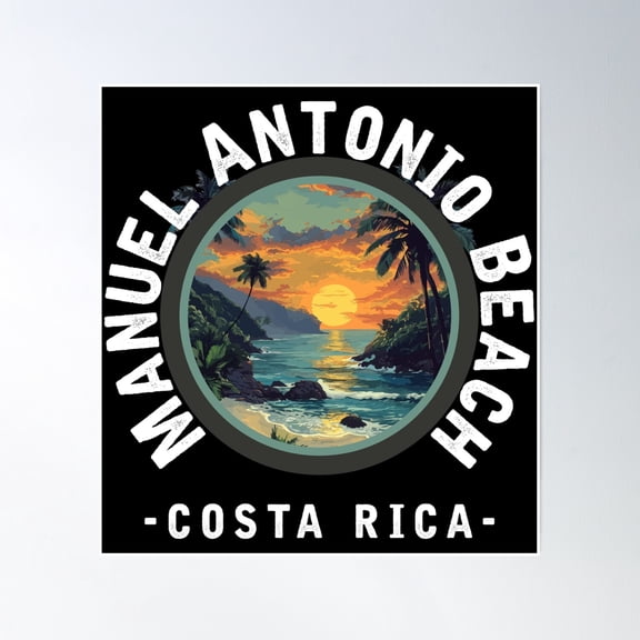 Manuel Antonio Beach - Costa Rica (With White Lettering) Poster Wall Art, Modern Wall Decor, 8x12 UNFRAMED