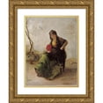thumbnail image 1 of Manuel Cabral Aguado Bejarano 14x18 Gold Ornate Wood Frame and Double Matted Museum Art Print Titled - Maja with Red Fan (1885), 1 of 4