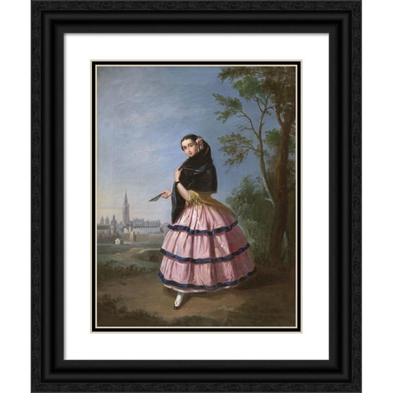 Manuel Cabral Aguado Bejarano 19x24 Black Ornate Framed Double Matted Museum Art Print Titled: Seville Maja (C. 1850)
