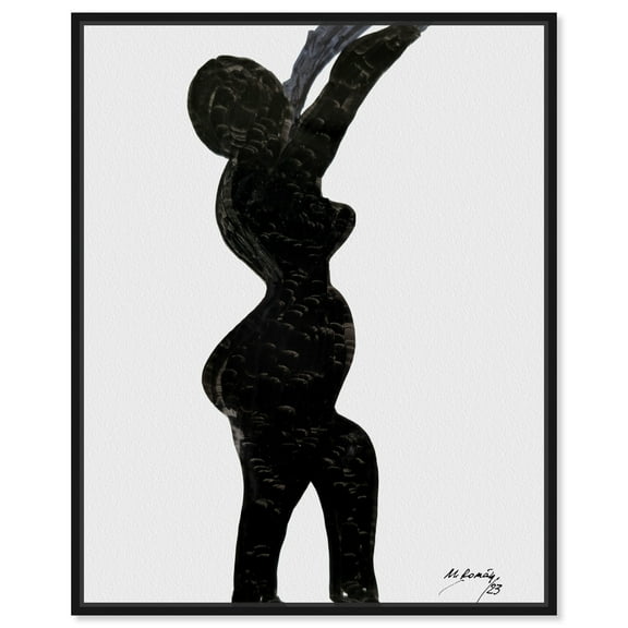 Manuel Roman-Dancing Queen Modern Earth Tone Abstracts Canvas Wall Art by Art Remedy, Black Floater Frame, 16"x20"