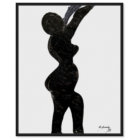 Manuel Roman-Dancing Queen Modern Earth Tone Abstracts Canvas Wall Art by Art Remedy, Black Floater Frame, 20"x24"