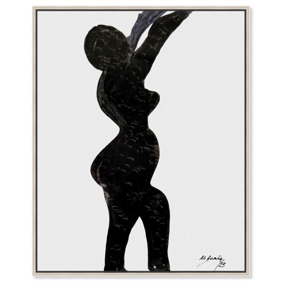 Manuel Roman-Dancing Queen Modern Earth Tone Abstracts Canvas Wall Art by Art Remedy, Silver Floater Frame, 24"x30"