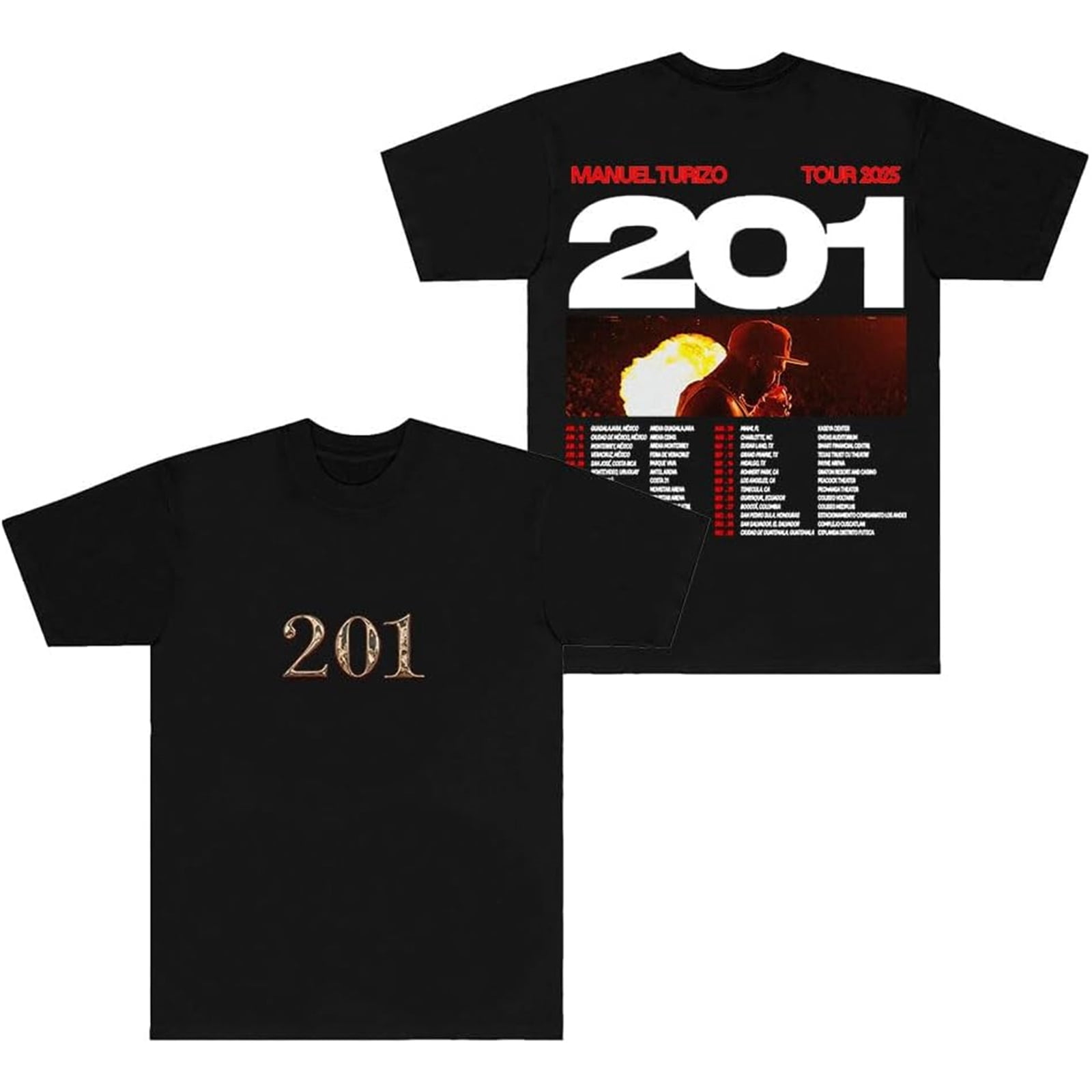 T-shirt Manuel Turizo World Tour 2025 - Manches Courtes Unisexe En Polyester Respirant