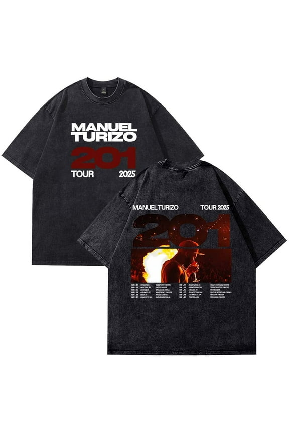 Manuel Turizo 201 World Tour T-Shirt Cotton Wash Tee Women Men Short Sleeve Crewneck Tee