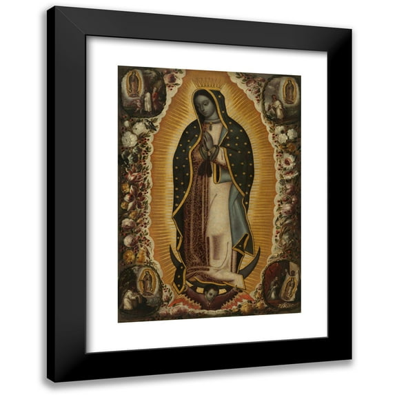 Manuel de Arellano 14x18 Black Modern Framed Museum Art Print Titled - Virgin of Guadalupe (The Virgin of Guadalupe) (1691)