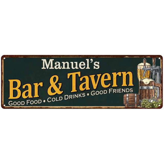 Manuel's Bar and Tavern Green Sign Man Cave 8x24 108240003320