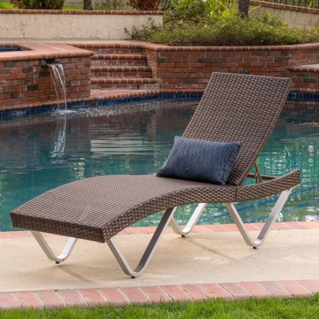 Manuela Outdoor Single Multibrown Wicker Chaise Lounge Chair