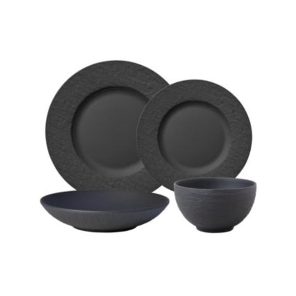 Manufacture Rock 4-Piece Place Setting – Rustic Slate-Finish Premium Porcelain Dinnerware