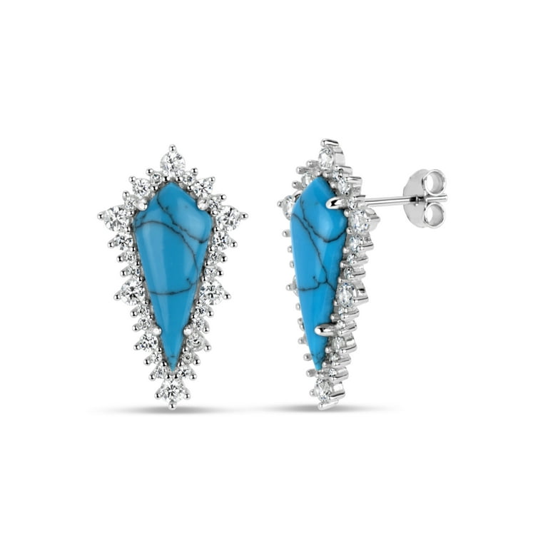 Turquoise Sterling Silver Triangle Stud Earrings Turquoise Sterling Silver Triangle Stud Earrings