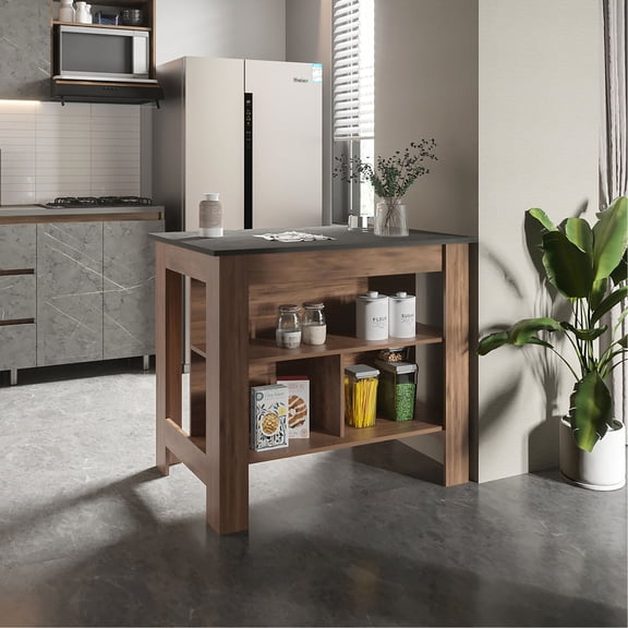 Manufactured Wood Composition - 3 Shelf Design for Storage - Kitchen Island Usage Scenario - Organize Kitchen Utensils