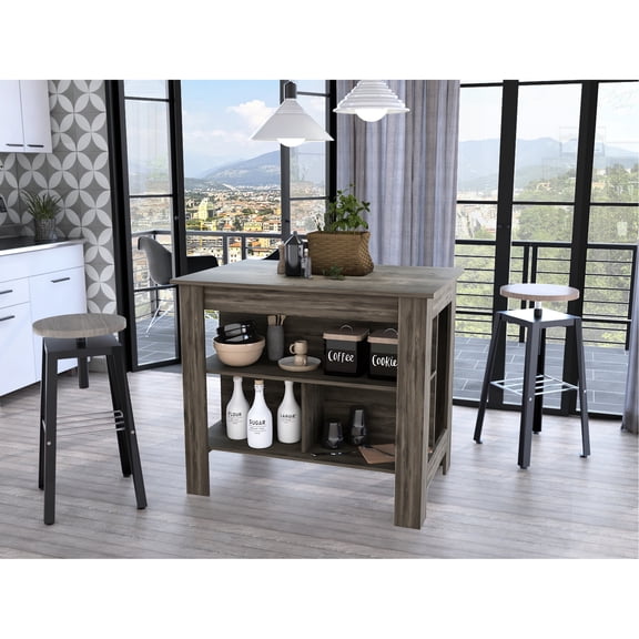 Manufactured wood build - 3 shelves for storage - Kitchen area use - Durable and functional kitchen storage