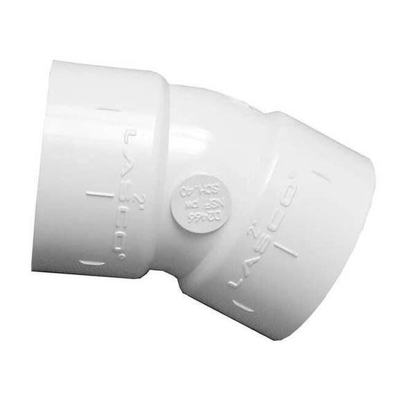 PVC Elbow, 22-1/2 Degrees, Socket x Socket, 4 in Pipe Size