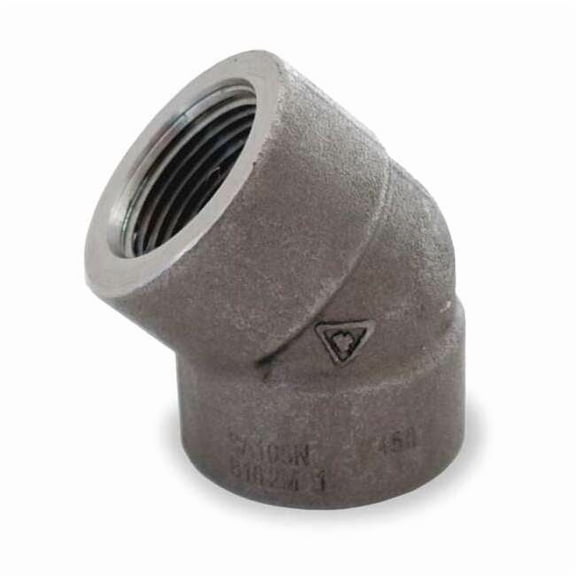45 Degree Elbow 45 Degree Elbow, 1-1/4" Pipe, FNPT, Black Forged Steel, Class 3000