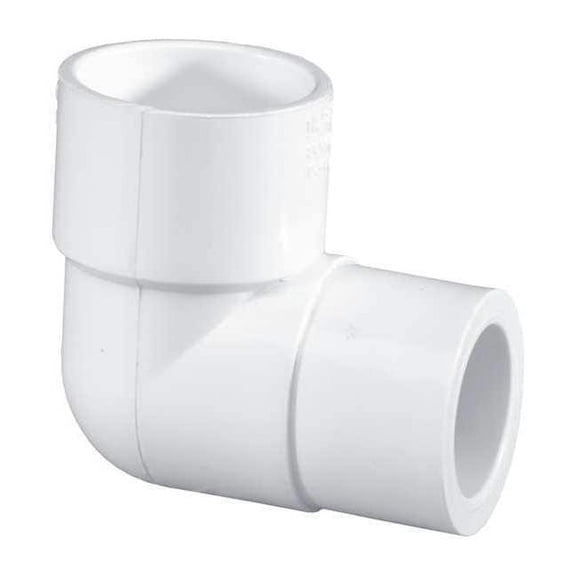 PVC Reducing Elbow, Socket x Socket, 1 in x 3/4 in Pipe Size