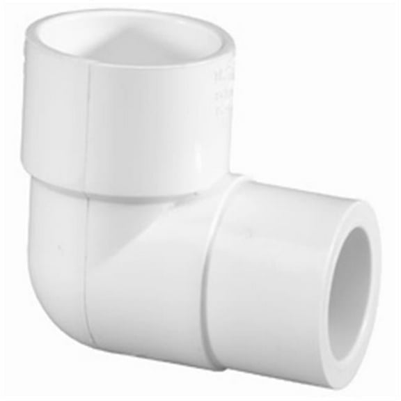 PVC Reducing Elbow, 90 Degrees, Socket x Socket, 2 in x 1 1/2 in Pipe Size