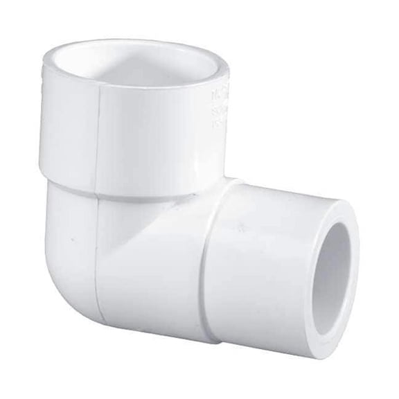 PVC Reducing Elbow, Socket x Socket, 2 in x 1 in Pipe Size
